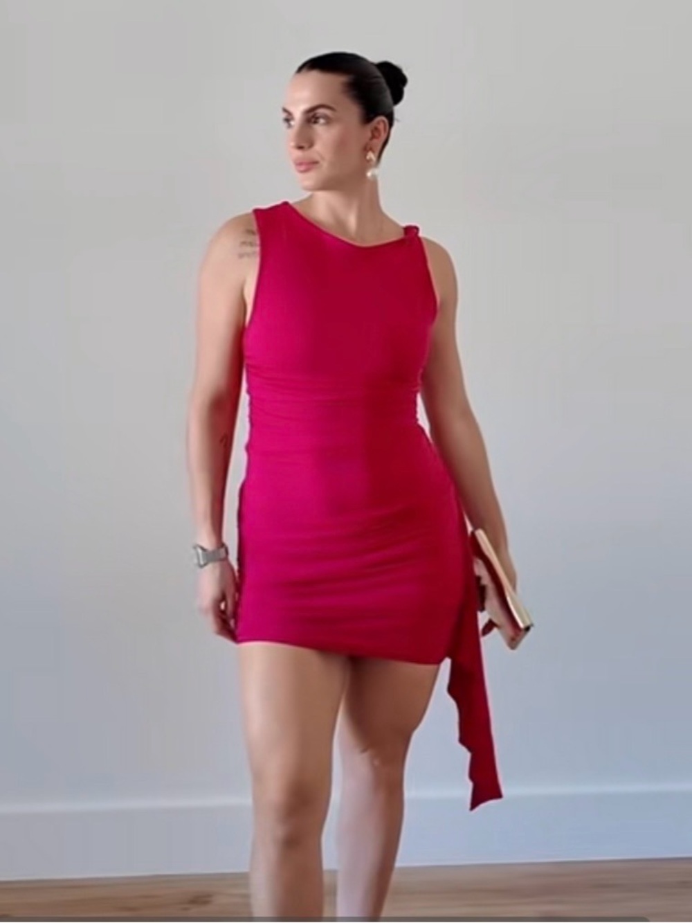 Zara Pink Dress with draped on side